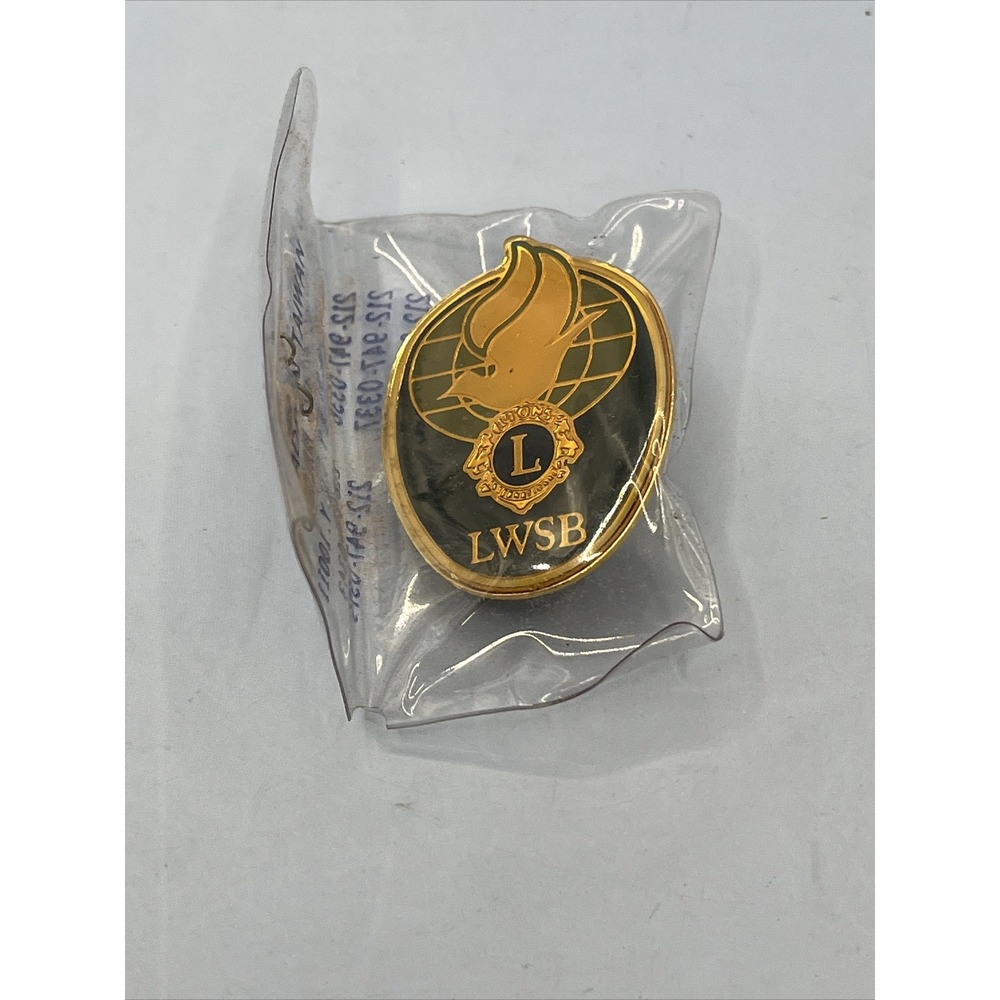 Lions Club International LWSB Services for the Blind Lapel Pin Gold Tone Taiwan